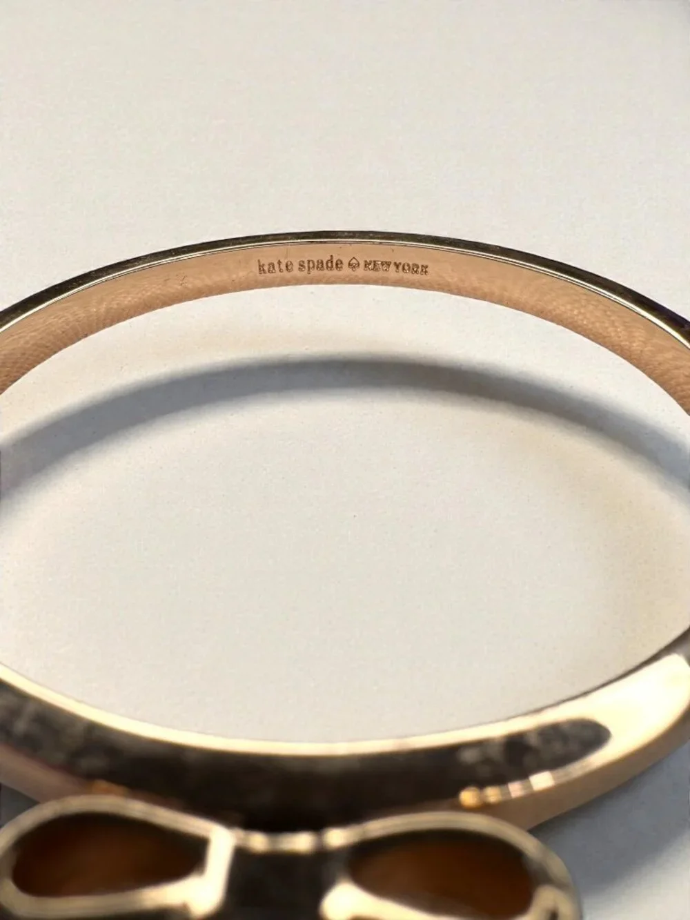 Kate Spade New York Crystal Ready Set Bow Rose Gold Tone Bangle Bracelet - Picture 2 of 13